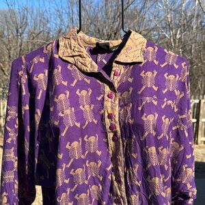 Vintage Boez Purple Tan Frog print blouse one size
